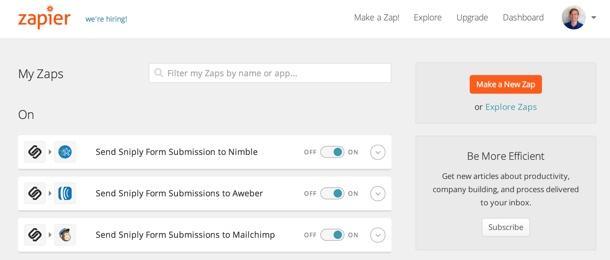 Adding to your Mailing List using ZapierZ